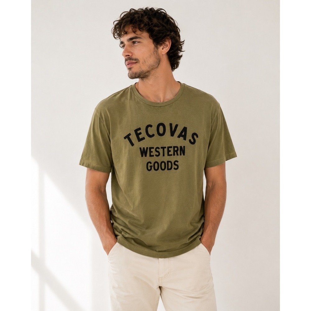 Tecovas Western Goods Graphic Tee Mens XL Olive Green Short Sleeve T-Shirt